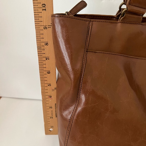 AnaFirenze Brown Tote Bag SyntheticLeather BuckleAccent Zip/Snap ClosureFLAWED - Picture 15 of 16